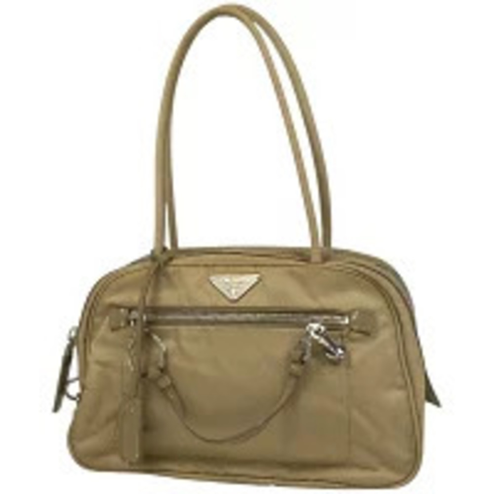 Prada Plate 2way Shoulder Bag Tessuto Beige